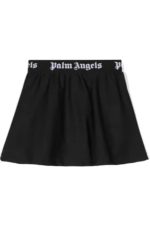 Palm Angels Logo-waistband flared skirt