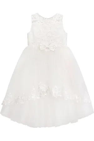 Sarah Louise Floral-embroidered bow tulle dress