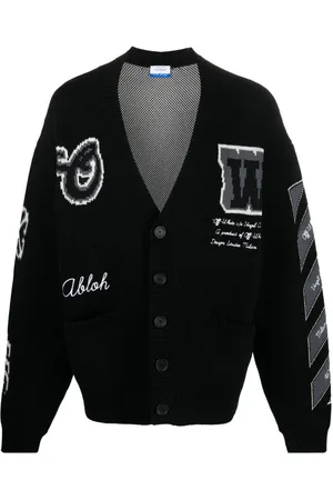 OFF-WHITE Intarsia-knit wool-blend cardigan