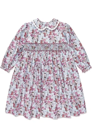 Sarah Louise Floral-print smocked minidress