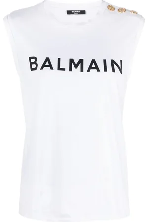 Balmain Logo-print cotton tank top