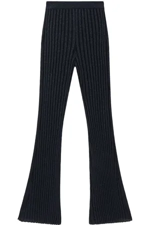 Stella McCartney Lurex ribbed-knit straight-leg trousers