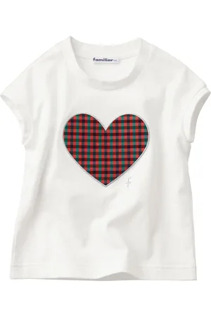 Familiar Gingham-heart cotton T-shirt