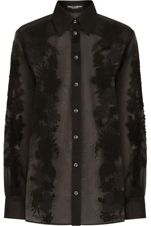 Dolce & Gabbana Lace-appliqu?? silk-blend shirt