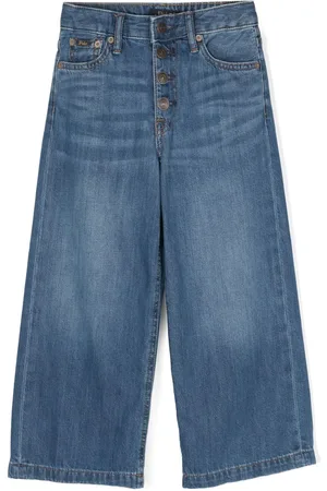 Ralph Lauren Logo-embroidered cotton wide-leg jeans