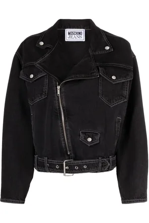 Moschino Belted denim biker jacket