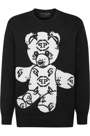 Philipp Plein Teddy Bear embroidered-jacquard jumper