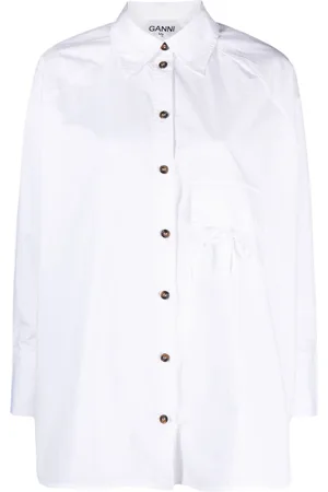 Ganni Raglan-sleeved organic cotton shirt