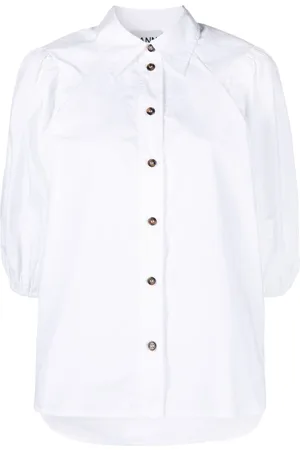 Ganni Puff-sleeved organic cotton shirt
