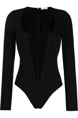 FLEUR DU MAL Mesh-panelled jersey bodysuit