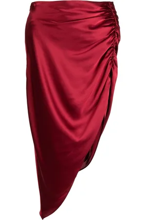 Michelle Mason Asymmetric ruched silk skirt