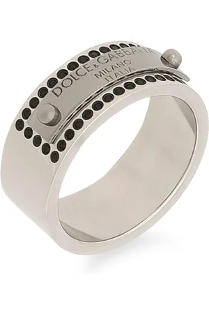 Dolce & Gabbana Logo-plaque rhinestone-embellished band ring