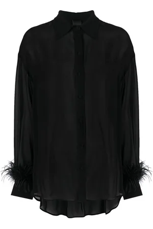 Pinko Feather-trim georgette shirt