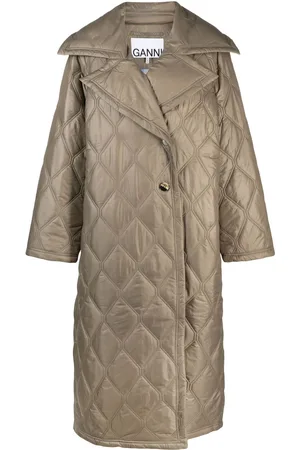 Ganni Quilted recycled-shell coat