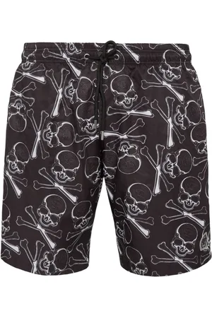 Philipp Plein Skull-print drawstring swim trunks