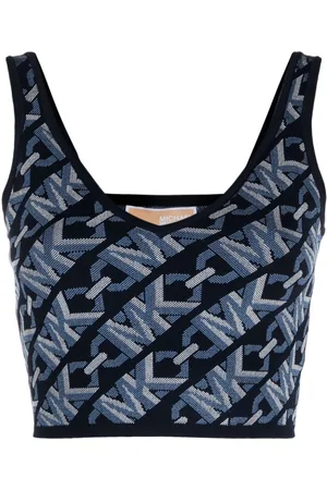 Michael Kors Monogram-jacquard cropped tank top