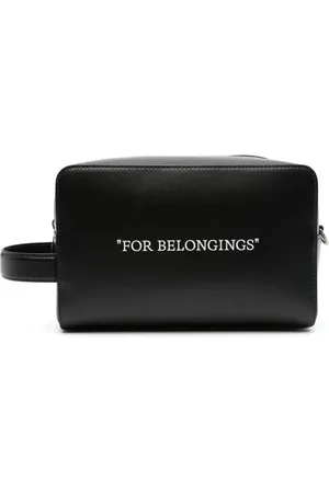 OFF-WHITE Quote-print leather wash bag