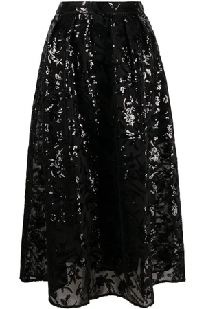 Maje Sequinned mesh midi skirt