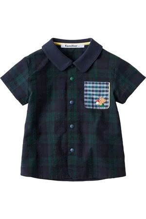 Familiar Appliqu??-detail checked shirt