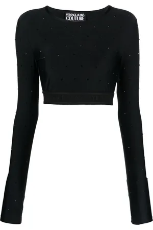 VERSACE Crystal-embellished crop top
