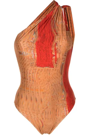 Lenny Niemeyer Warped-print one-shoulder one-piece