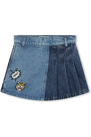 Kenzo Tiger-embroidered washed denim skorts
