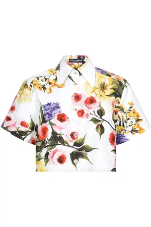 Dolce & Gabbana Floral-print cotton cropped shirt