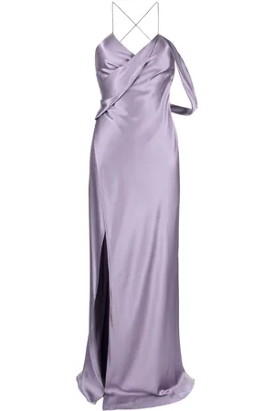 Michelle Mason V-neck side-slit silk maxi dress
