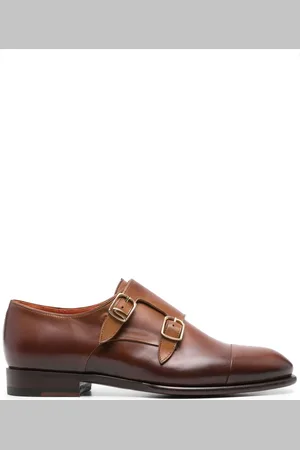 santoni Double-buckle leather shoes