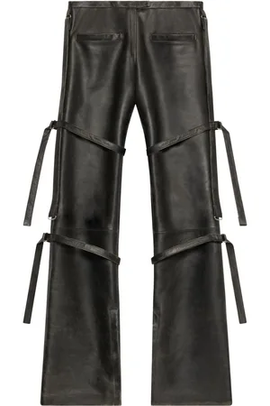 Courrèges Buckled leather straight-leg trousers