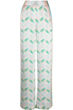 Casablanca Graphic-print straight-leg silk trousers