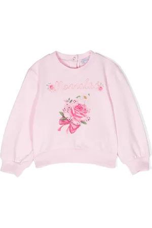 MONNALISA Floral-print rhinestoned sweatshirt