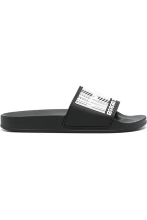 VTMNTS Barcode-print appliqu??-logo slides