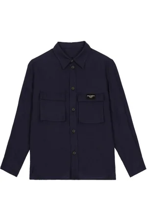 Dolce & Gabbana Logo-patch linen shirt