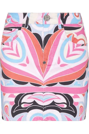 Philipp Plein Colorful Circus-print denim mini skirt