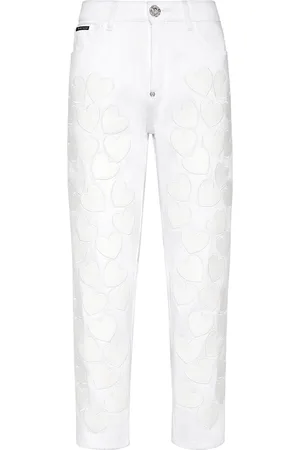 Philipp Plein Heart-patches cropped jeans