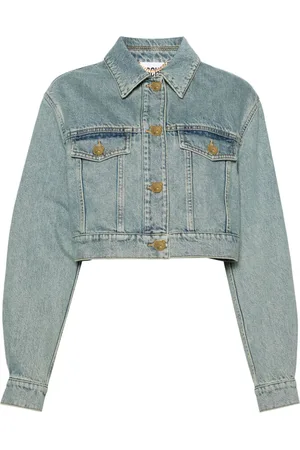 Moschino Teddy Bear-buttons cropped denim jacket