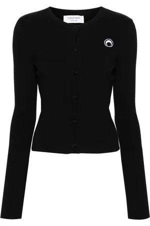 Marine Serre Crescent Moon-embroidered knitted cardigan