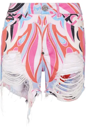 Philipp Plein Colorful Circus ripped mini shorts