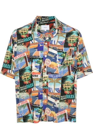Rhude Postal Card-print bowling shirt