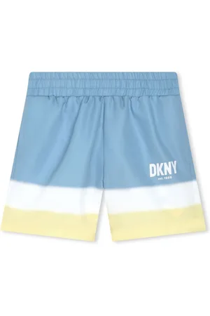 DKNY Logo-print striped swim shorts