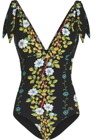 Etro Floral-print V-neck swimsuit