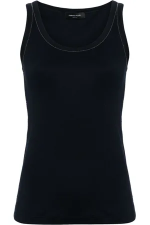 Fabiana Filippi Beaded-trim fine-ribbed tank top