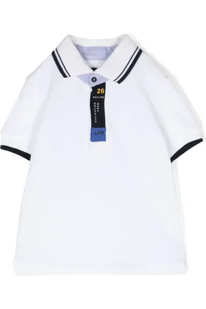 Lapin House Stripe-trim cotton polo shirt