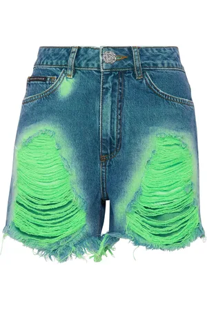 Philipp Plein Tie-dye frayed shorts