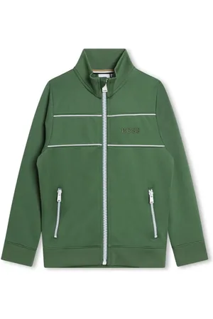 HUGO BOSS Logo-embroidered zipped jacket
