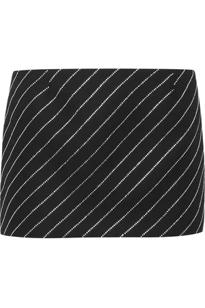 Philipp Plein Crystal-embellished pinstriped mini skirt