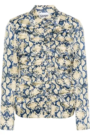 Ganni Snake-print satin shirt
