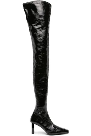 Courrèges 85mm high-shine thigh-length boots
