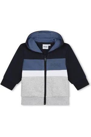 HUGO BOSS Striped hooded zipped cardigan